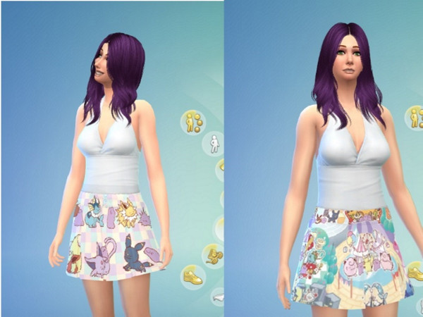Sims 4 — Pokemon skirt set by pandapops24 — re-colour of skirt from base game in pokemon themes. do not re-upload as