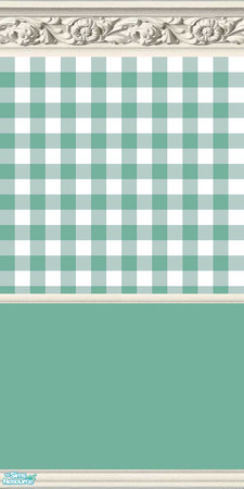 Sims 2 — NK AnoeskaB Turano DR Aqua - Wall by MoMama — A wall with an aqua or sea green gingham checked top and aqua
