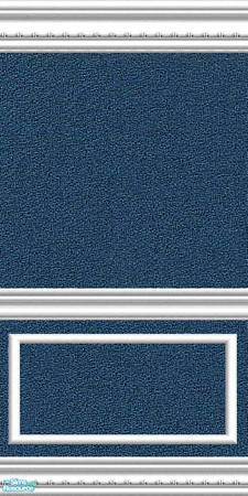 Sims 2 — jsf2PrussianBlueTewWRail by jsf — A denim colored textured wallpaper encased in my "White"