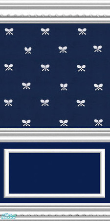 Sims 2 — jsf2NavyDuoWRail by jsf — A dark navy wallpaper encased in my "White" wainscoting.This is similar to