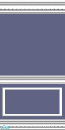 Sims 2 — jsf2PeriwinkleWRail by jsf — A soft, dark, periwinkle blue paint encased in my "White" wainscoting.