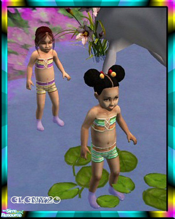 Sims 2 — Belted Stripe Tankinis For Toddler Girls by clcny20 — The remake and recolors of this striped tankini top