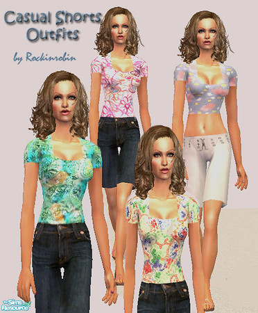 Sims 2 — Casual Short, Top and Wedge Sandal by RockinRobin — Get your sims ready for Spring with these cute casual shorts