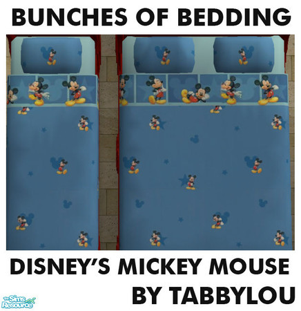 Sims 2 — TL - Kids Bedding Disney Mickey Blue by TabbyLou — Disney's Mickey Mouse in blue bedding in Bunches of Bedding