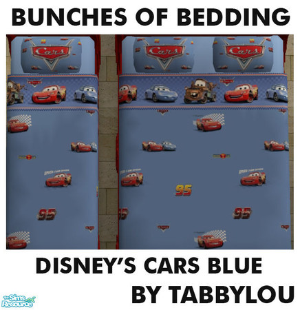 Sims 2 — TL - Kids Bedding Disney Cars Blue by TabbyLou — Disney's Cars in Blue top bedding in Bunches of Bedding Group