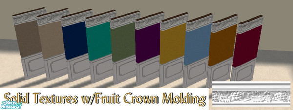 Sims 2 — Textured Wall w/Fruit Crown Molding by okadoka — Solid Textured Papers with Fruit Crown Molding and Double