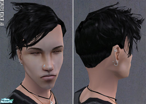 Sims 2 — Hair Mesh for Males AG09 - Black by aikea_guinea — 'Black' for Teens, Young Adults, Adults, and Elders. Extra
