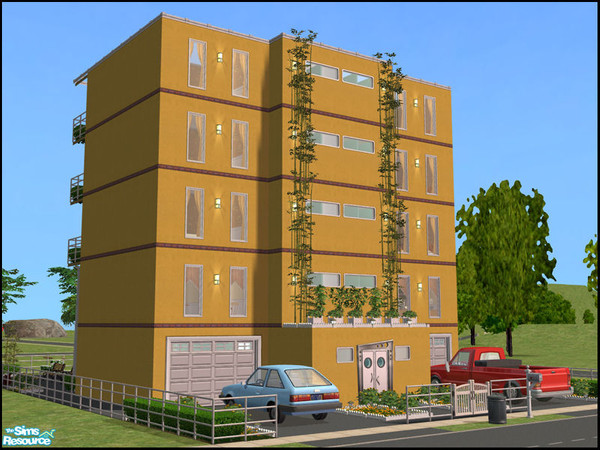 Sims 2 — Sunshine Tower by LadyMinion — A cosy, well-equipped dorm on a small lot with plenty to do both indoors and out.