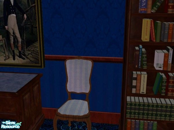 Sims 2 — Victorian Study Blue - Study Chair 2 by fizz bomb — light blue striped chair to match items from my blue