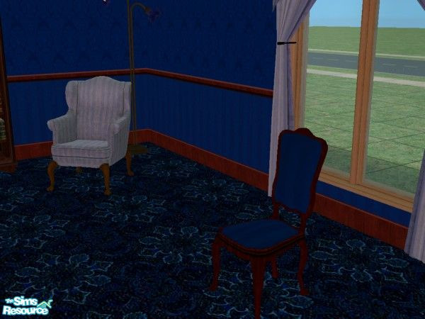 Sims 2 — Victorian Study Blue - Study Chair 1 by fizz bomb — Dark blue chair with a darker wood to match items from my