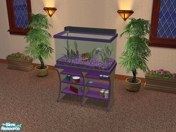 Sims 2 — Aquabox Aquarium Recolour - Purple by LadyMinion — Purple colour aquarium.