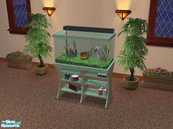 Sims 2 — Aquabox Aquarium Recolour - Green by LadyMinion — Green colour aquarium.