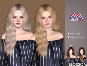 Sims 3 — Blossom ( Hair 37 Set ) by TsminhSims — Two styles: with braids and w/o braids - New meshes - All LODs - Smooth