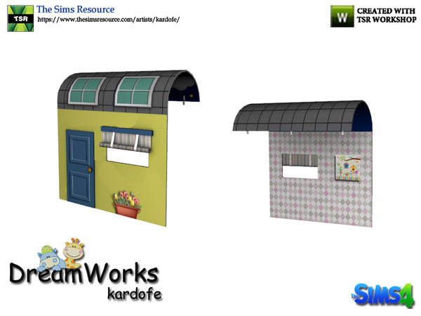 Sims 4 — kardofe_DreamWorks_Canopy by kardofe — Tent to put on the individual bed, simulates a small house on the outside