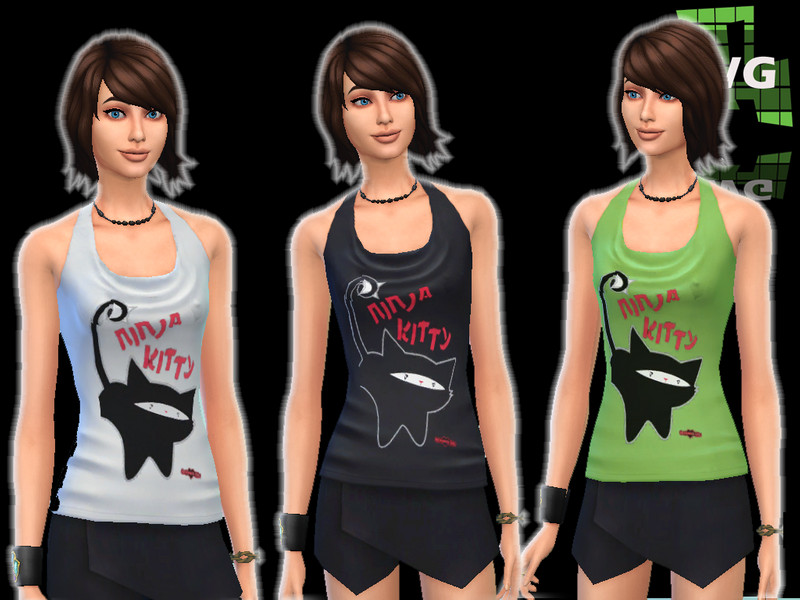 Sims 4 The Sims Resource | Emo Shirt Girl 02 - Ninja Kitty by TSR Creator
