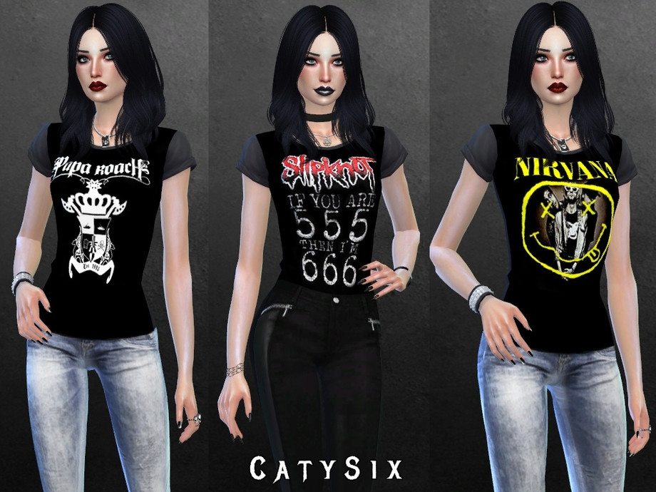 The Sims Resource Bands Tshirt x4 CatySix
