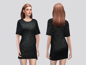 Sims 4 — Mars - dress by -April- — Hey there! This is a maxis match tee dress (patterned version in pic), comes with a
