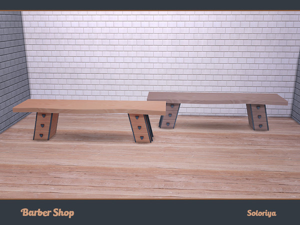 Sims 4 — Barber Shop. Long Hallway Table by soloriya — Long hallway table. Part of Barber Shop set. 2 color variations.