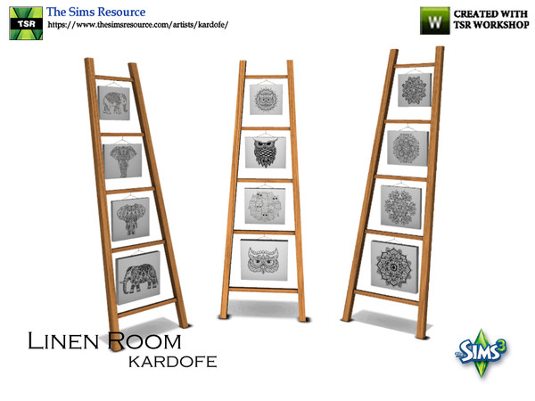 Sims 3 — kardofe_Linen Room_Decorative stairs by kardofe — Reused ladder as display case, three different options