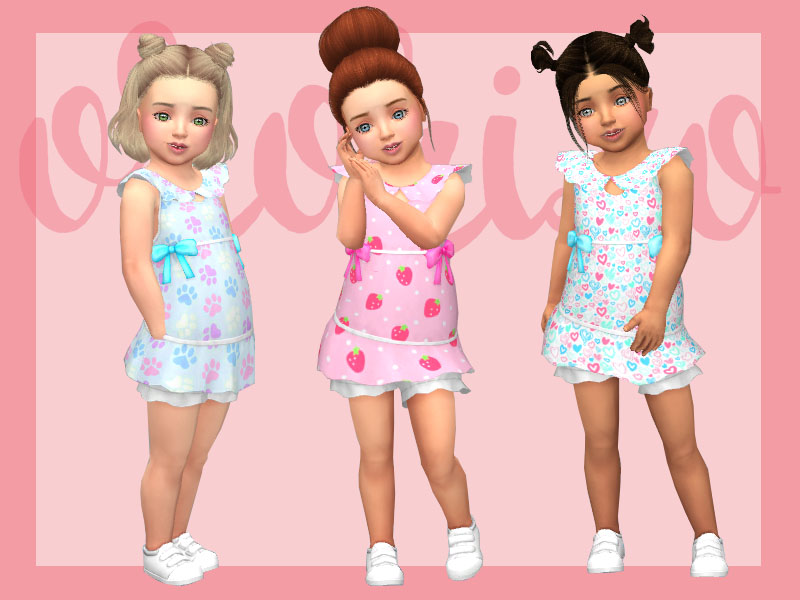 The Sims Resource - Toddler Playdate N02- Dress Ruffle Bows - Toddlers ...
