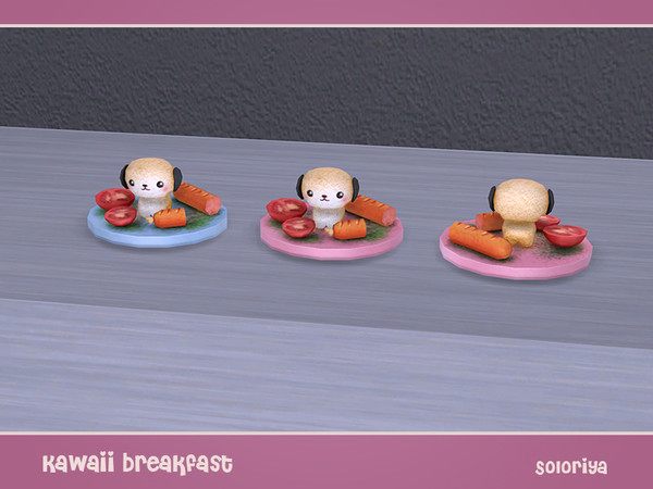 Sims 4 — Kawaii Breakfast. Sushi Dog by soloriya — Sushi dog with sausages and tomato on a tray. Part of Kawaii Breakfast