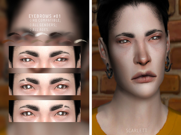 Sims 4 — Eyebrows #01 by Scarlett-content — - HQ compatible; - all genders; - all ages.