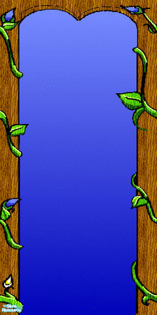 Sims 2 — Vines Wallpaper Blue by 404Savant — Cheerful budding vines frame a panel of graduated blue. 