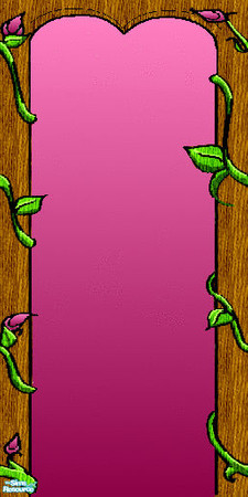 Sims 2 — Vines Wallpaper Pink by 404Savant — Cheerful budding vines frame a panel of graduated pink. 