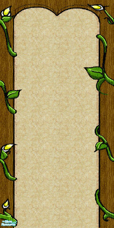 Sims 2 — Vines Wallpaper Beige by 404Savant — Cheerful budding vines frame a panel of textured beige. 