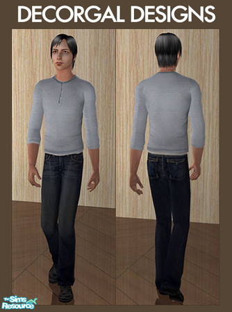 Sims 2 — Blue Striped Sweater with Jeans by decorgal215 — This outfit features a blue sweater with micro-stripes over a