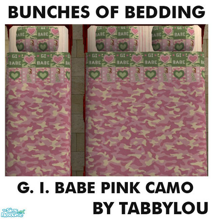 Sims 2 — TL - Kids Bedding GI Babe Pink Camo by TabbyLou — GI Babe, Pink Camo bedding for Bunches of Bedding Group 3