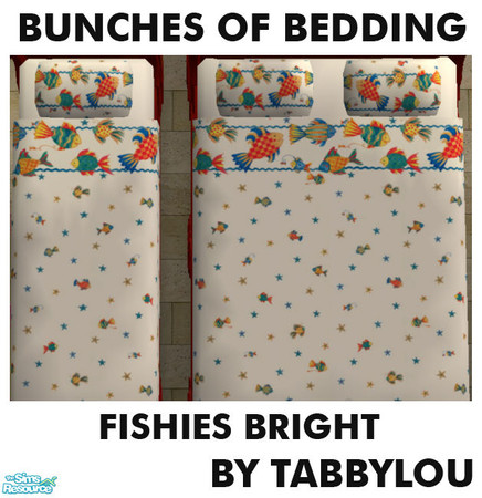 Sims 2 — TL - Kids Bedding Fishies Bright by TabbyLou — Fishies Bright bedding for Bunches of Bedding Group 3 recolors.