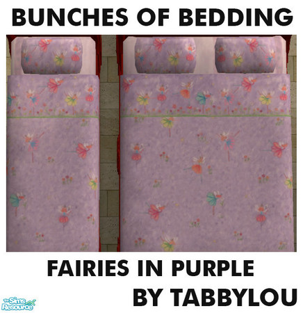 Sims 2 — TL - Kids Bedding Fairies in Purple by TabbyLou — Fairies in Purple bedding for Bunches of Bedding Group 3