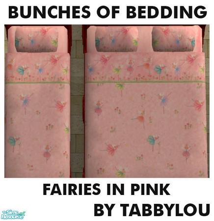 Sims 2 — TL - Kids Bedding Fairies in Pink by TabbyLou — Fairies in Pink bedding for Bunches of Bedding Group 3 recolors.