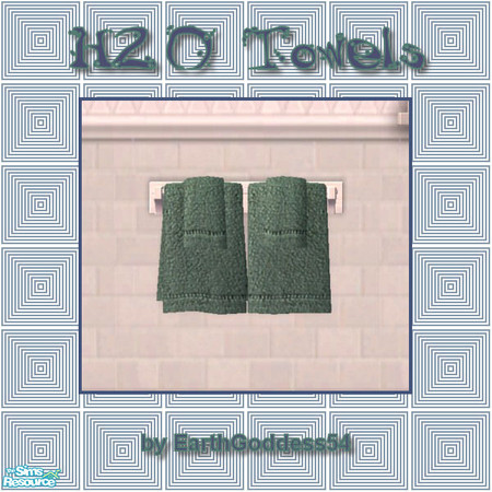 Sims 2 — H2O Bath - Towels by EarthGoddess54 — Recolor of Maxis' Towel on a Wooden Rod. All towel textures are