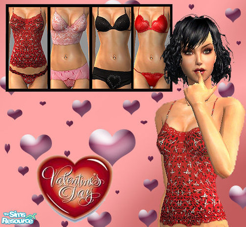 Sims 2 — Valentine's set by confide — Set of 4 undies. No mesh required.