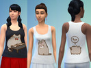 Sims 4 — Pusheen Tank Tops by BunnyBoi — Pusheen the cat shirts in nine versions, one pink, one purple, three black, and