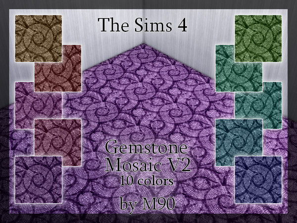 Sims 4 — M90 Gemstone Mosaic v2 by Mircia90 — Gemstone Mosaic version 2 [Color] in 10 colors by Mircia90. Made in Sims 4