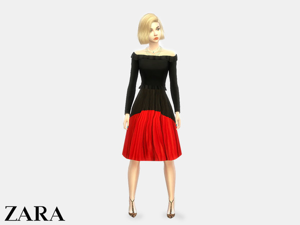 Sims 4 — ZARA Two Tone Pleated Skirt *RECOLOR* - Mesh needed by SimSwisher — ZARA Two Tone Pleated Skirt. Still being