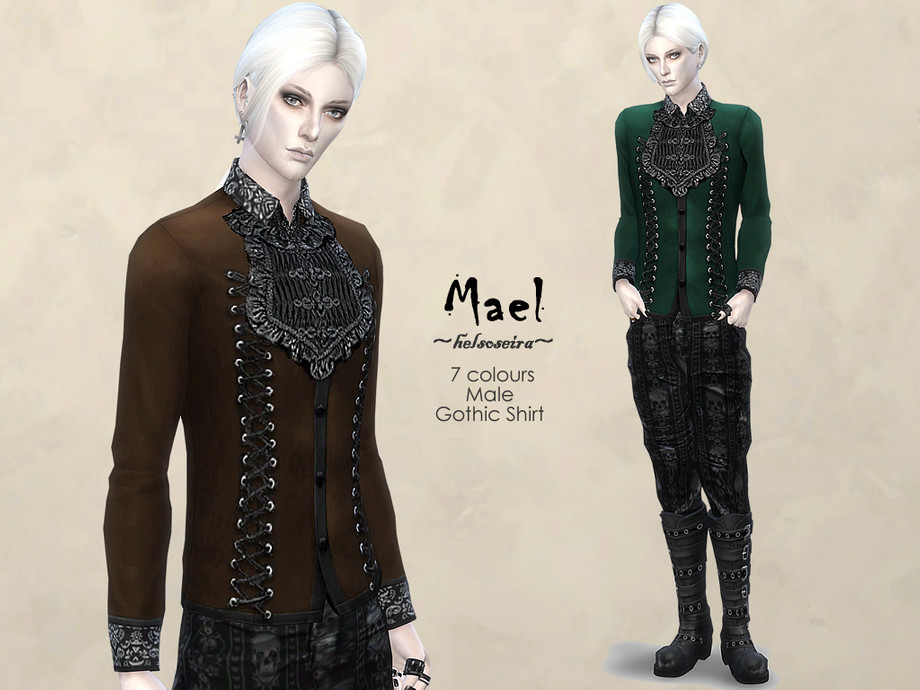 Sims 4 - MAEL - Gothic Shirt - Male (Updated) by Helsoseira - Gothic shirt ...