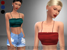 Sims 4 — Satin Crop Top  by MissSchokoLove — This sexy satin crop top is such an eyecatcher! The zipper at the back makes