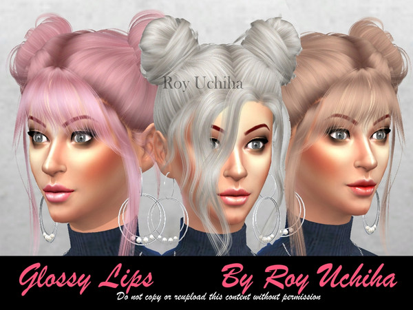Sims 4 — Glossy Lips v1 by Treexy — Glossy lips comes with 8 different subtle swatches for Sims 4. Glossy lipstick CC