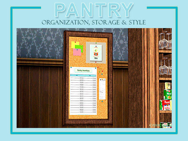 Sims 3 — Pantry Corkboard by Cashcraft — A corkboard is a handy spot for notes, coupons and a pantry inventory list.