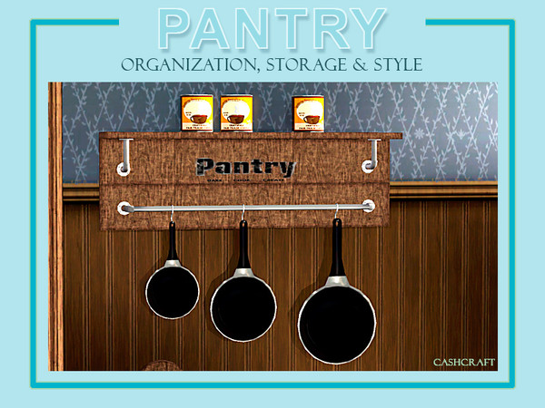 Sims 3 — Pantry Pot  Rack by Cashcraft — It's a handcrafted pot rack with vintage, coffee cans for your pantry. Created