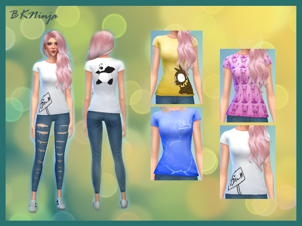 Sims 4 — TShirt Recolor Ranma 1/2 by BekaNinja — The in game Tshirt but with Ranma 1/2 principal animal transformations.