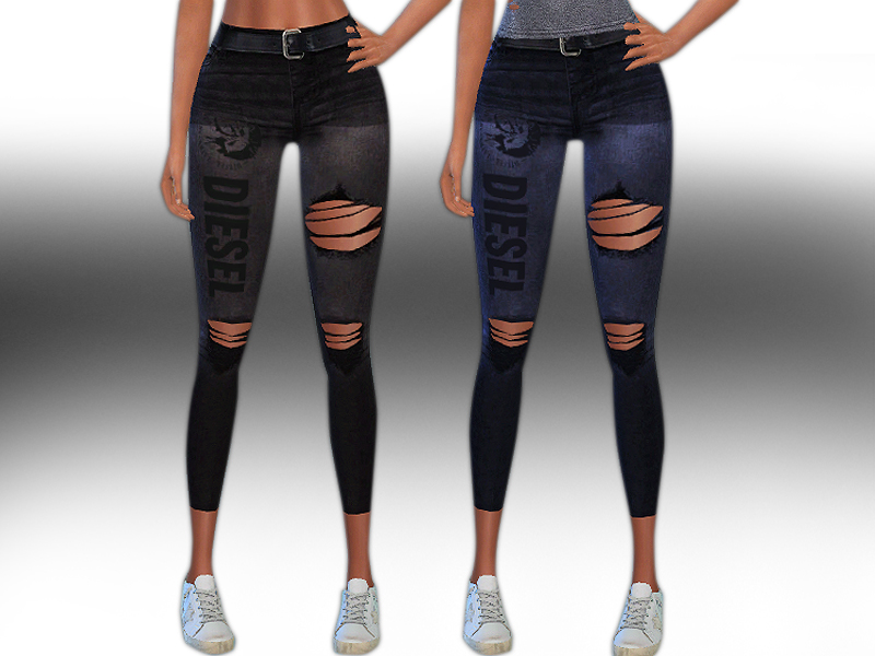 The Sims Resource - Diesel Ripped Jeans with Belt