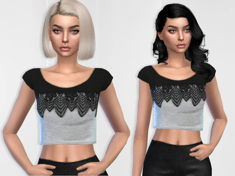 The Sims Resource - Lace Crop Top
