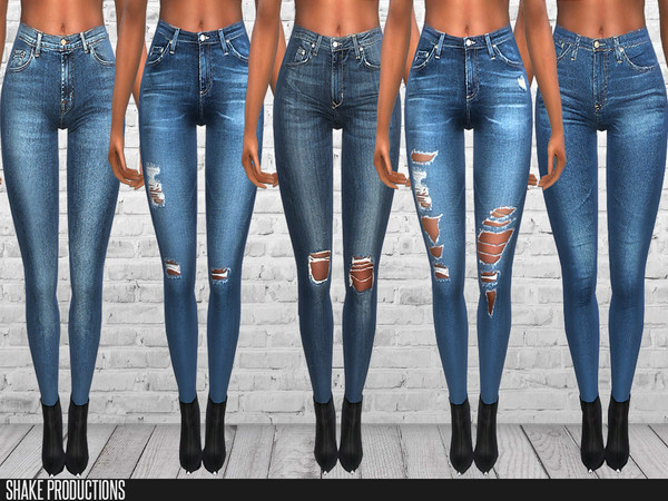 Sims 4 — ShakeProductions 123 SET by ShakeProductions — 6 Different Jeans 5 Colors High Waisted