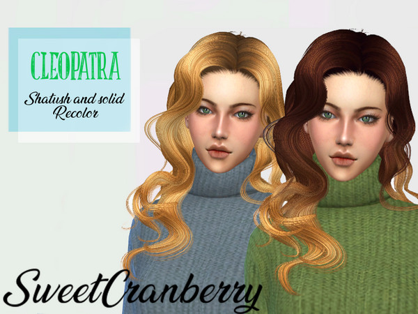 Sims 4 — NewSea Cleopatra Solid and Shatush Hair Recolor -Mesh needed by SweetCranberry — This hair are available in 9