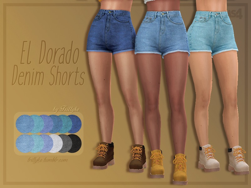 The Sims Resource - Trillyke - El Dorado Denim Shorts